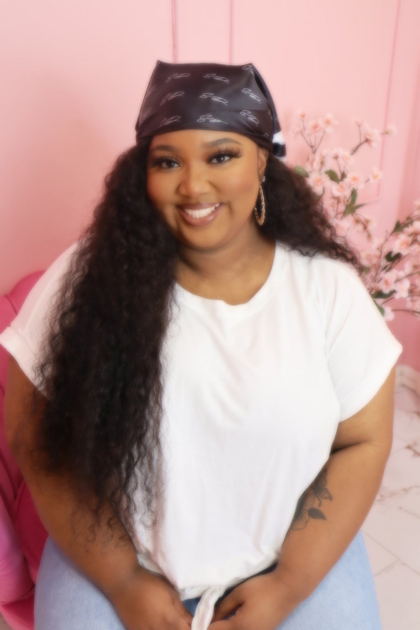 Monogram Silk Scarf (Black)